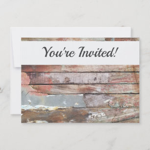 Rustic Weathered Sailboat Wood Planks Nautical Invitation