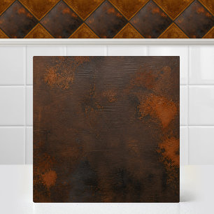 Rustic Weathered Steel Oxidized Copper Texture Tile
