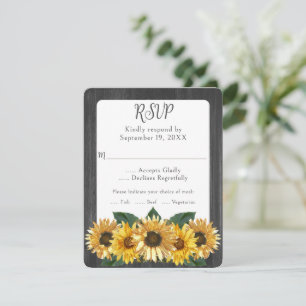 Rustic Weathered Sunflower Wedding RSVP Card