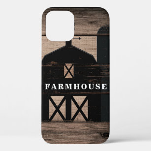 Rustic Weathered Wood Black Barn Country Farmhouse iPhone 12 Case