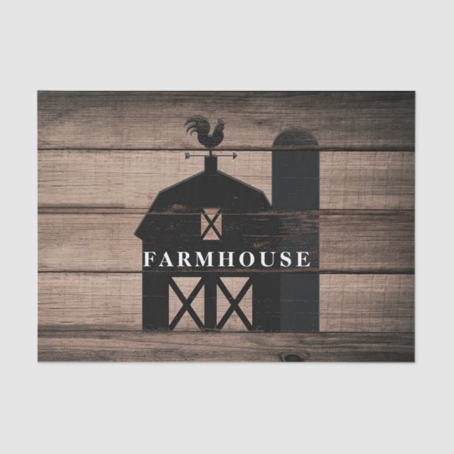 Rustic Weathered Wood Black Barn Country Wedding Tissue Paper (Front)