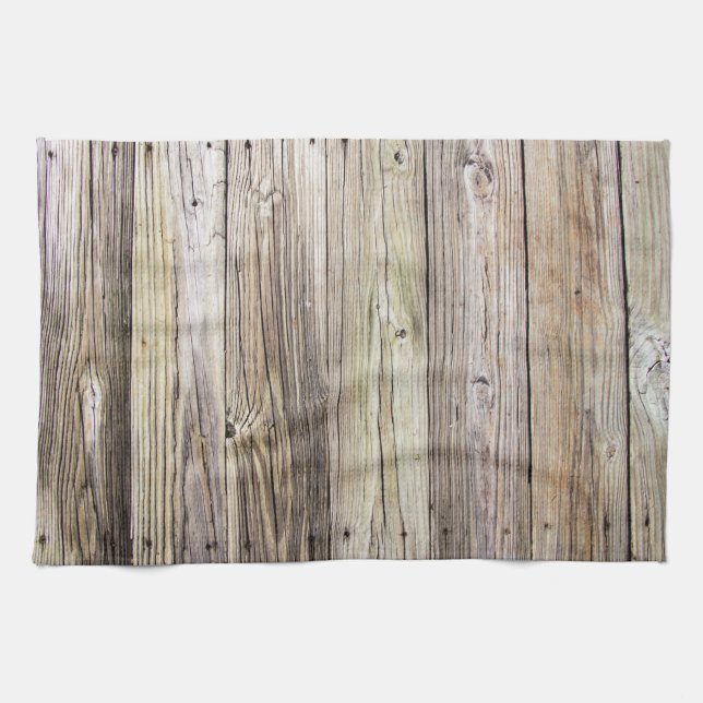 Rustic Weathered Wood Boards from Old Dock Kitchen Towel (Horizontal)