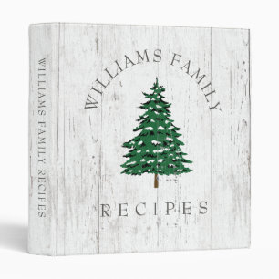 Rustic Weathered Wood Christmas Tree Family Recipe Binder