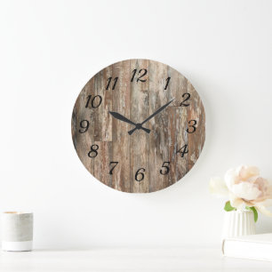 Rustic Weathered Wood Decor Large Clock