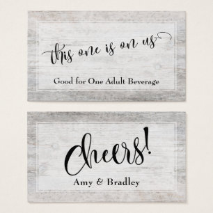 Rustic Weathered Wood Elegant Script Drink Tickets