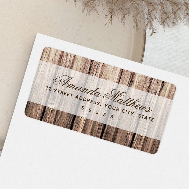Rustic weathered wood grain return address label (Creator Uploaded)