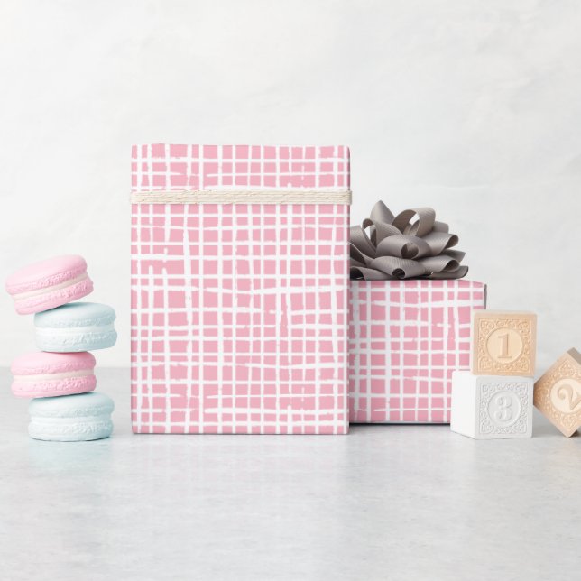 Rustic Weave Pattern Modern Pretty Pink Wrapping Paper (Baby Shower)