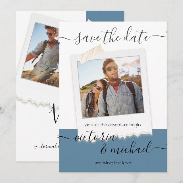 Rustic Wedding Adventure Photo Save the date Invitation (Front/Back)