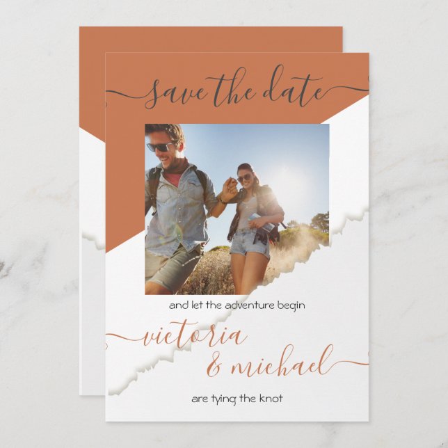 Rustic Wedding Adventure Photo Save the date Invitation (Front/Back)