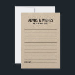 Rustic Wedding Advice and Wishes Card<br><div class="desc">Add a personal touch to your wedding with a rustic kraft paper wedding advice and wishes card.
This advice card features title and details in black bold sans serif font style on kraft paper.

Perfect for wedding,  baby shower,  birthday party,  bachelorette party and any special occasions.</div>