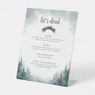 Rustic Wedding Alcohol Drink Bar Pedestal Sign