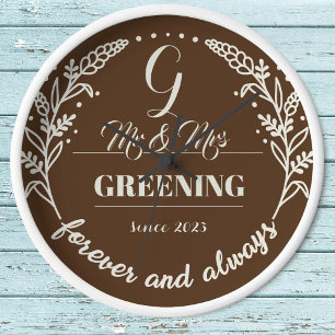 Rustic wedding anniversary family  clock