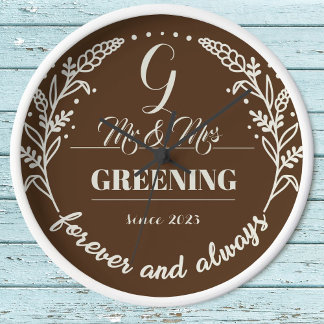 Rustic wedding anniversary family clock