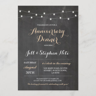 Rustic Wedding Anniversary Lights Party Invitation