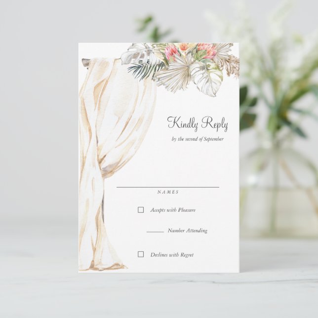 Rustic Wedding Arch RSVP Reply (Standing Front)