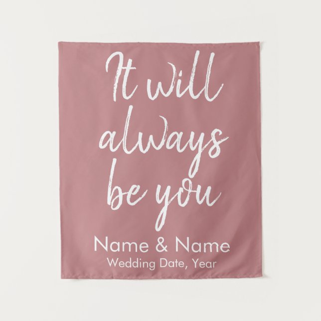 Rustic Wedding Backdrop Ceremony Dusty Rose Decor Tapestry (Front)