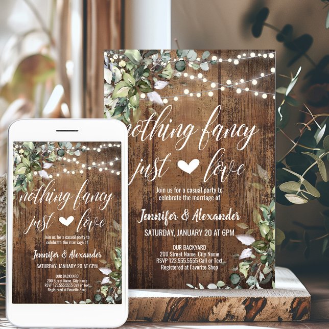 Rustic Wedding Backyard Nothing Fancy Just Love Invitation (Creator Uploaded)