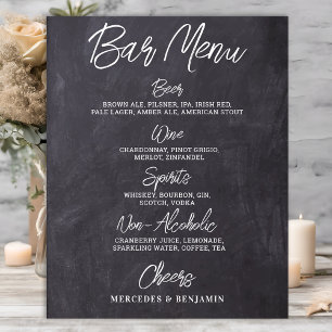 Rustic Wedding Bar Personalized Drink Menu Poster