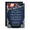 Rustic Wedding Blue Wood Lights Lace Floral Invite