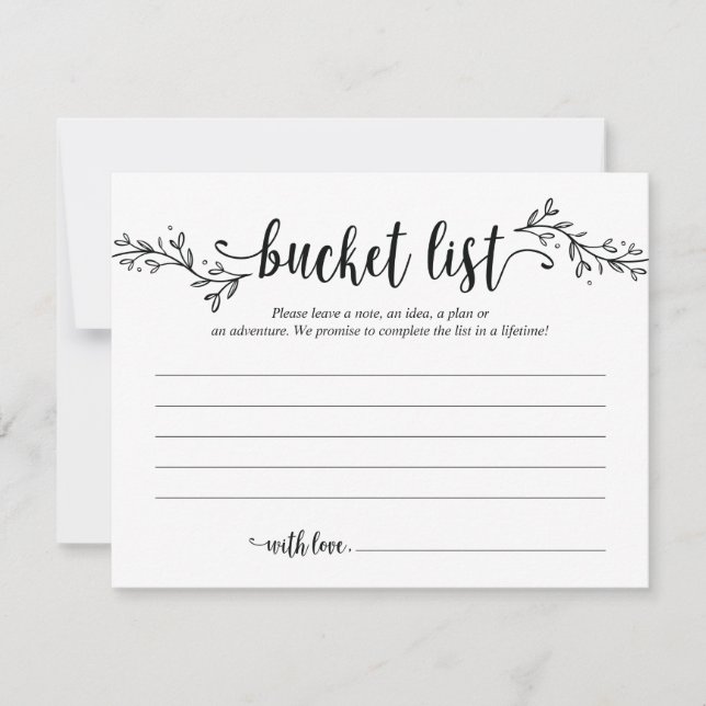 Rustic Wedding bucket list Card, Advice Card (Front)