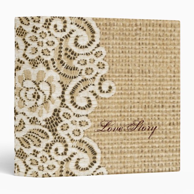 rustic wedding burlap lace country wedding binder (Front/Spine)