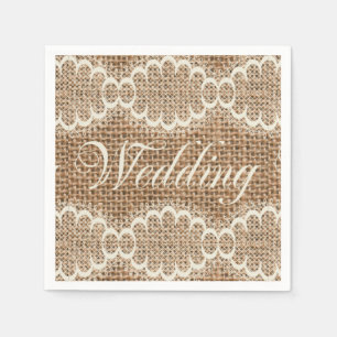 Rustic Wedding Burlap Lace Napkin