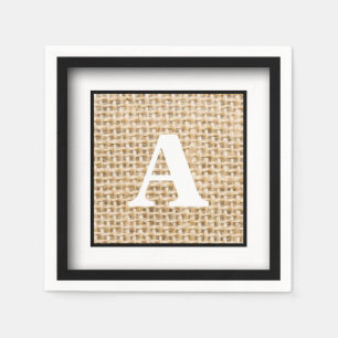 Rustic Wedding Burlap Monogram Framed Napkin