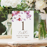 Rustic Wedding Calligraphy Script Table Number<br><div class="desc">Purple and pink Orchid Wedding sign elegant florals print. Design features a handwritten font and modern design. Designed to coordinate with for the ''Bohemian Orchid'' Wedding Collection. To change details,  click ''Personalize''.View the collection link on this page to see all of the matching items in this beautiful design.</div>