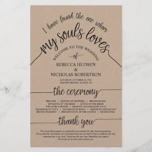 Rustic Wedding Ceremony Program Brown Kraft Card