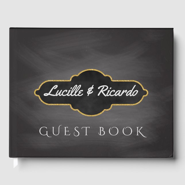 Rustic Wedding | Chalkboard Monogram Guest Book (Front)