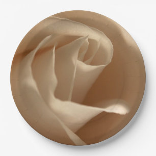 Rustic Wedding Cream Rose Fall Floral Beauty Paper Plate