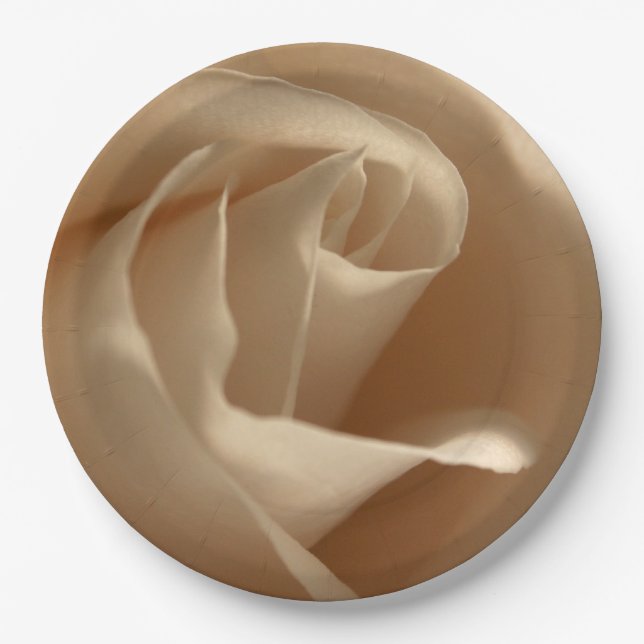 Rustic Wedding Cream Rose Fall Floral Beauty Paper Plate (Front)
