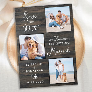 Rustic Wedding Custom 3 Pet Photo Dog Save The Date