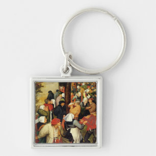 Rustic Wedding, detail of people dancing Keychain