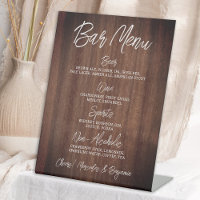 Rustic Wedding Drink Menu Personalized Bar