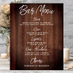 Rustic Wedding Drink Menu Personalized Bar Poster<br><div class="desc">Bar Menu ! Simple yet elegant calligraphy, this wedding drink bar sign features four drinks 'Beer', 'Wine', 'Spirits' and 'Non-Alcoholic', personalized with your drinks of choice. Customize this elegant wedding sign with your names and wedding bar drink menu! COPYRIGHT © 2020 Judy Burrows, Black Dog Art - All Rights Reserved....</div>