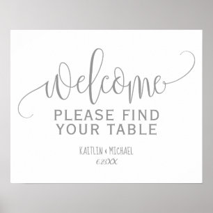 Rustic Wedding Find Your Table Sign (Grey)