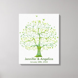 Rustic Wedding Fingerprint Tree Canvas Print
