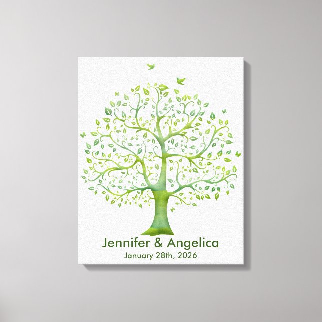 Rustic Wedding Fingerprint Tree Canvas Print (Front)