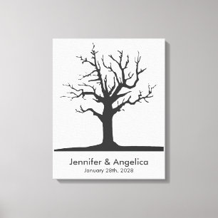 Rustic Wedding Fingerprint Tree Canvas Print