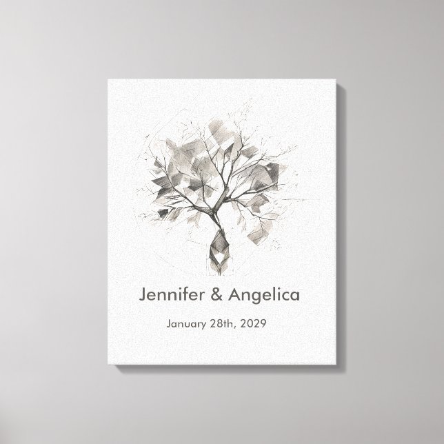 Rustic Wedding Fingerprint Tree Canvas Print (Front)