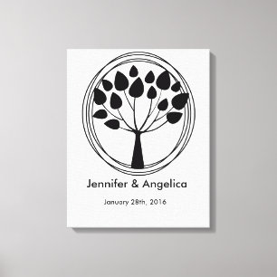 Rustic Wedding Fingerprint Tree Canvas Print