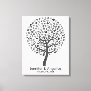 Rustic Wedding Fingerprint Tree Canvas Print