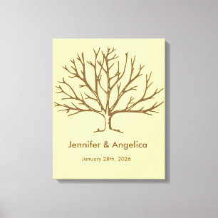 Rustic Wedding Fingerprint Tree Canvas Print