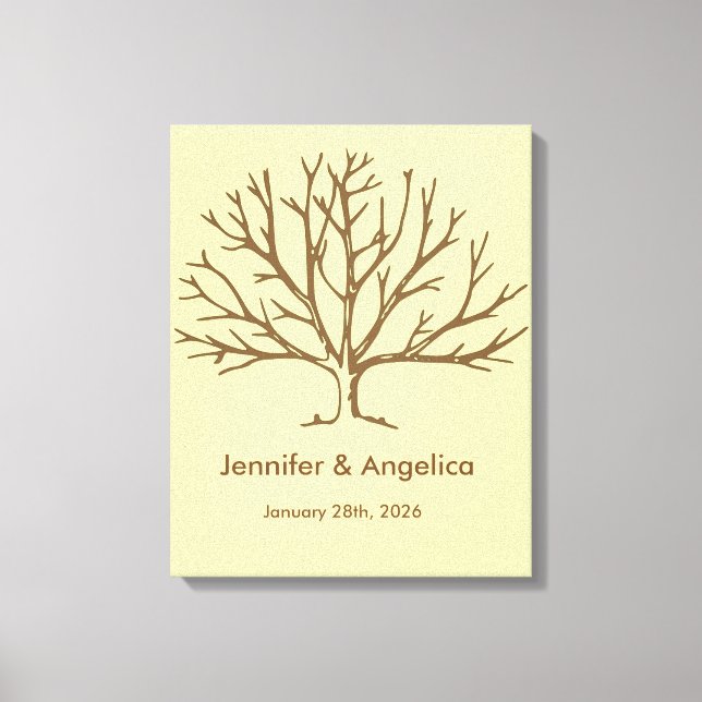 Rustic Wedding Fingerprint Tree Canvas Print (Front)