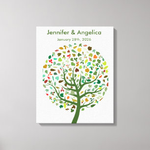 Rustic Wedding Fingerprint Tree Canvas Print