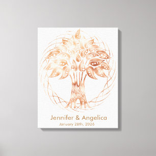 Rustic Wedding Fingerprint Tree Canvas Print