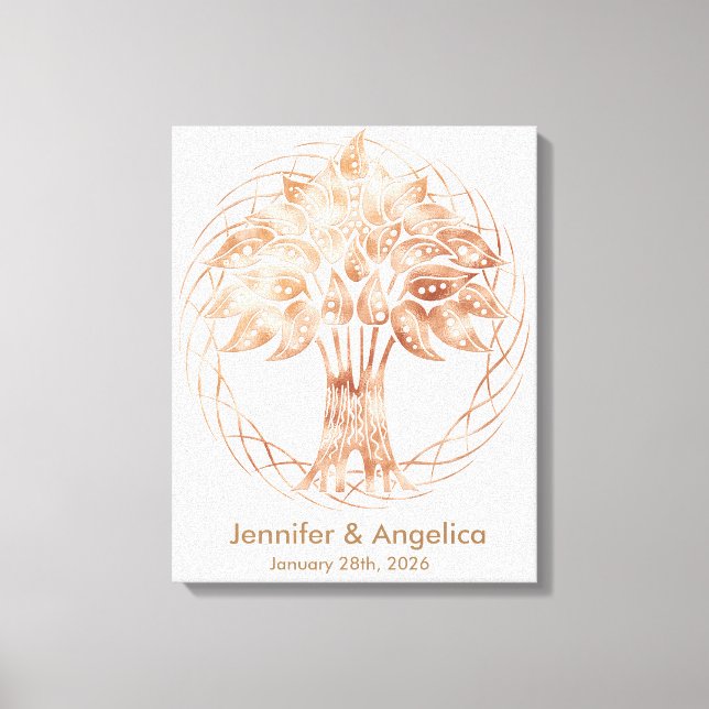 Rustic Wedding Fingerprint Tree Canvas Print (Front)