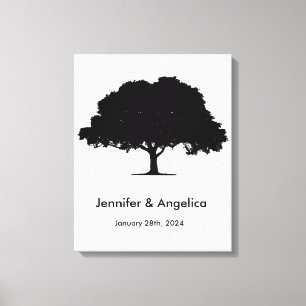 Rustic Wedding Fingerprint Tree Canvas Print