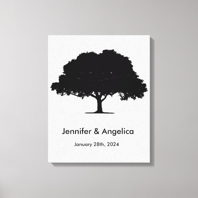 Rustic Wedding Fingerprint Tree Canvas Print (Front)